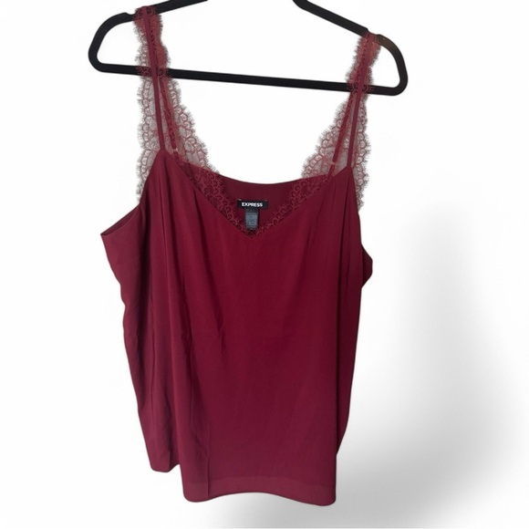 Elegant Burgundy Lace Trim Women's Top - Picture 2 of 5